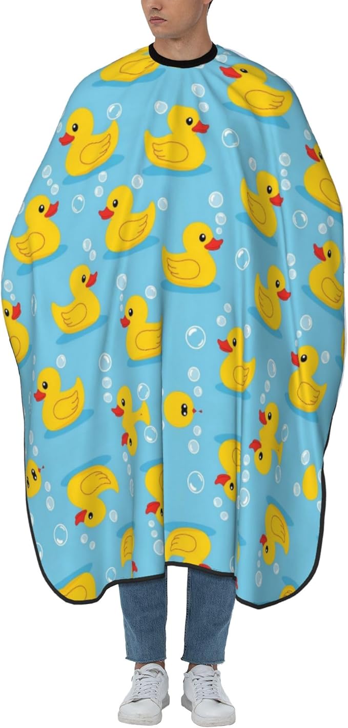 Extra Large Hair Styling Cape, Haircut Apron Yellow Rubber Ducks Soap Bubbles Blue Haircuting Salon Cape Gown for Hair Cutting Styling