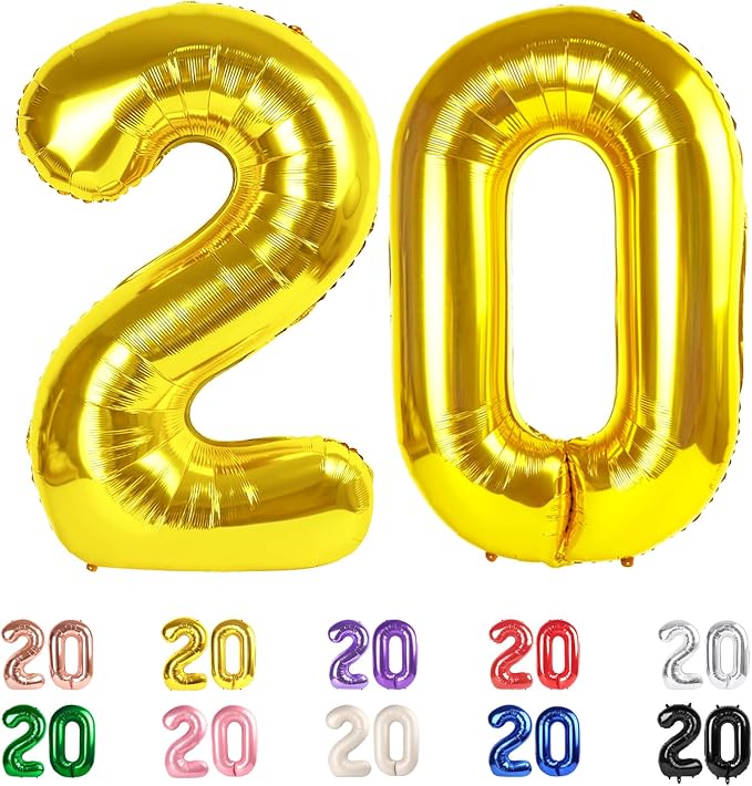20 Balloon Number for 20th Birthday Party Decorations Women Men Party, by Mluchee