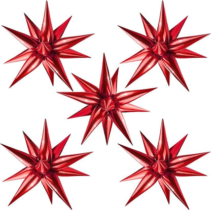 60Pcs Red Star Balloons 12 Point Cone Explosion Star Foil Balloon | 60 Pcs Red by Moukiween