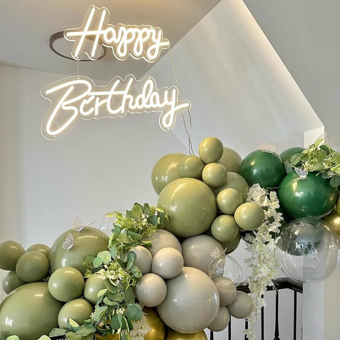Dusty Green White Gold Balloons - Image 4