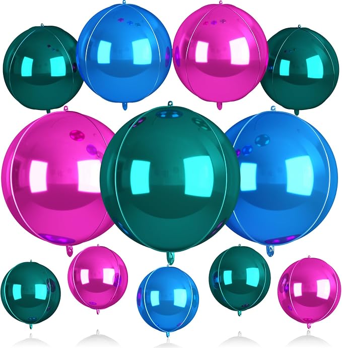 Biapian Green Pink Round Foil Balloons, Giant Dark Green Blue Metallic Balloons by BIAPIAN