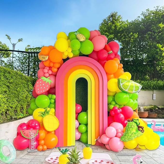 Fruit Balloon Garland Arch Kit Pink Rose Red Yellow Green Orange Balloons | - Image 3