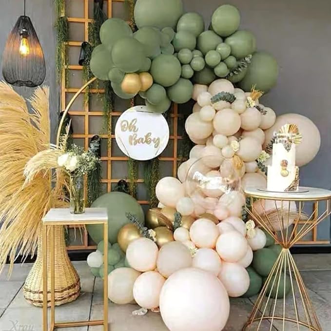 PartyWoo Sage Green Balloons 140pcs Different Sizes Pack of 18 12 10 5 Inch - Image 7