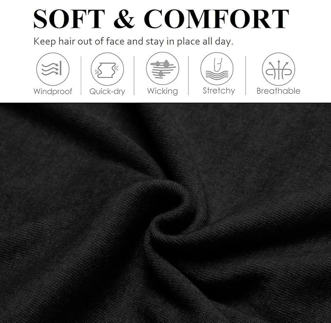 Black Women's Non-Slip Elastic Cloth Headbands - Fashion Hair Accessories 9 Pack