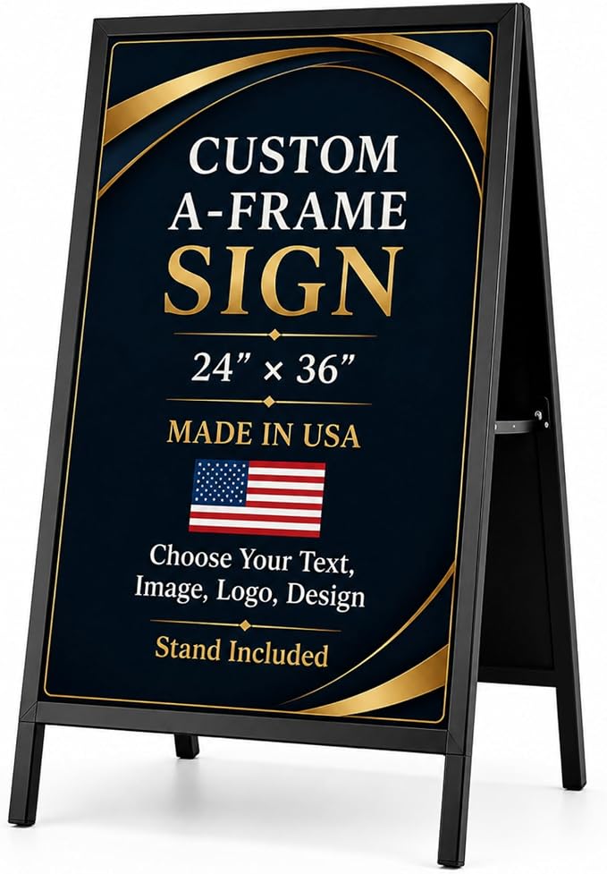 Metal Sign HolderA-Frame Sidewalk Curb Stand by BCB 24x36 | Printed in USA | by BCB