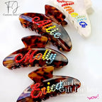 Personalized Colorful Name Hair Claw Clips for Women,Custom Hair Clips with Diamond,Cute Hair Accessories 4",Handmade Rhinestones Hair Clamp Gifts for Mom,Bride,Wife,Bridesmaid,Couples(Tortoise)