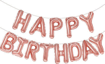Rose Gold Happy Birthday Balloon Banner, 16 Inch Foil Mylar Happy Birthday by PatiCool