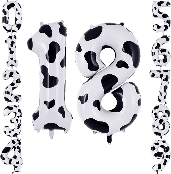 40 Inch Cow Print Number 18 Balloon by TNCDJKPA