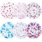 Pengxiaomei 6 Pcs Shower Cap, Reusable Waterproof Hair Cap Shower Caps Stocking Stuffers for Women Men Kids