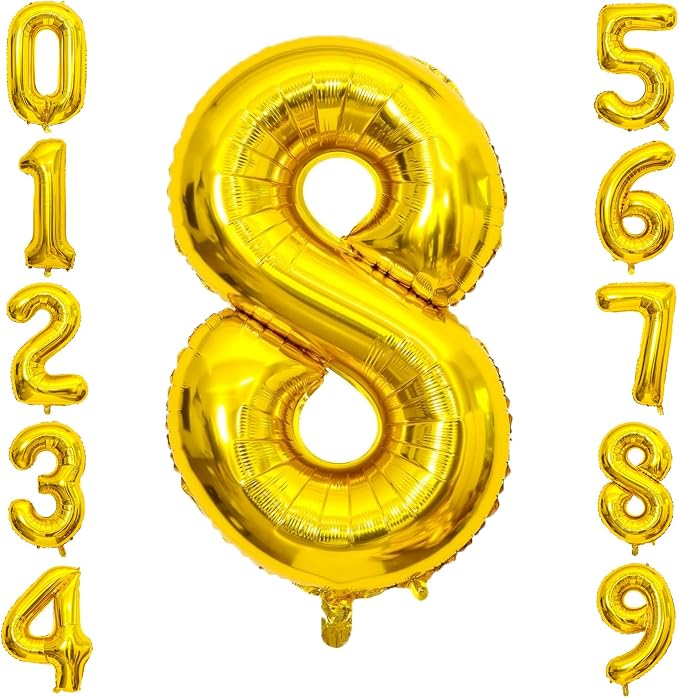 Gold Number Balloons Birthday Balloons by United-UnicornsParty