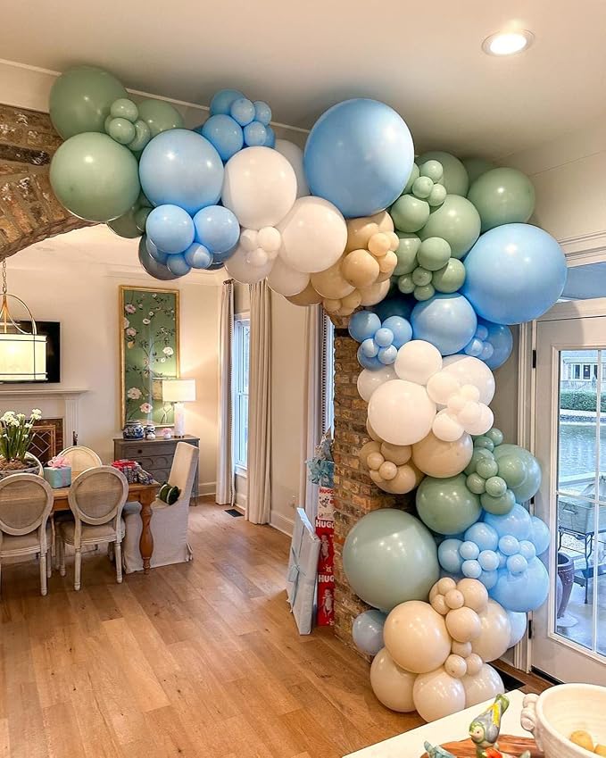 FOTIOMRG 110pcs Light Blue Balloon Garland Arch Kit, 18 12 10 5 inch Light Blue - Image 6