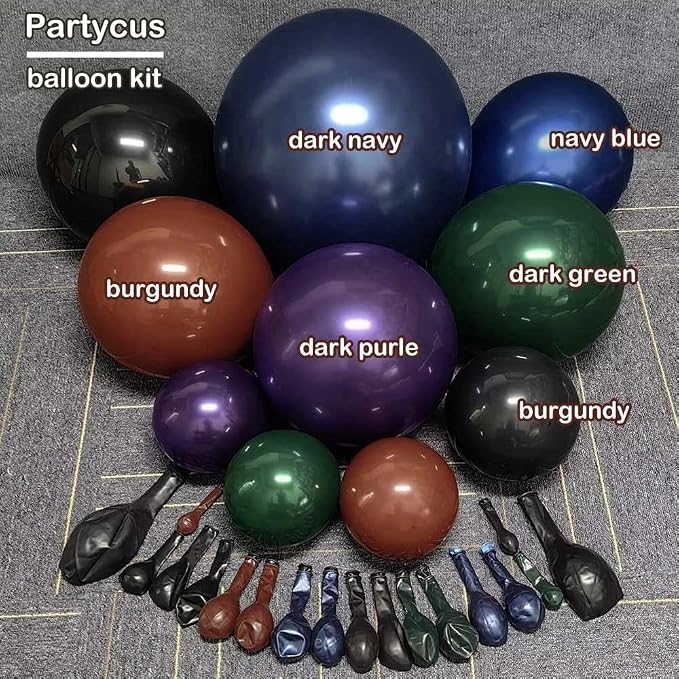 Halloween Balloon Arch Double Stuffed, Dark Green Navy Blue Burgundy Purple - Image 3