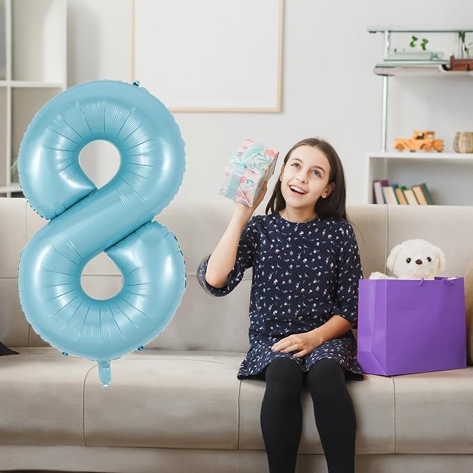 8th Birthday Number Balloons for Kids, 40 Inch Foil Number 8 Balloons Baby - Image 4