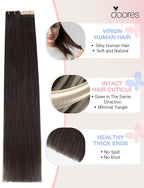 DOORES Injected Tape in Hair Extensions Real Human Hair Invisi Edge, Dark Brown 10 Injection Tape-ins with 10 Classic Tape-ins 50g 20 Inch, Virgin Human Injection Tape in Extension