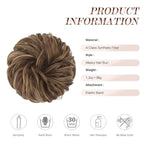 FESHFEN Messy Bun Hair Piece - Elastic Wavy Curly Hair Bun Scrunchies Extensions Synthetic Chignon Hairpieces for Women Girls, Brown Mixed Honey Blonde 1.5 oz