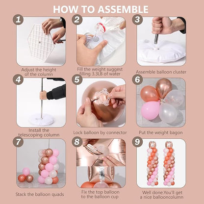 Rose Gold Balloon Column Stand Kit of 2，Pink Balloon Tower | 102Pcs Rose Gold - Image 4