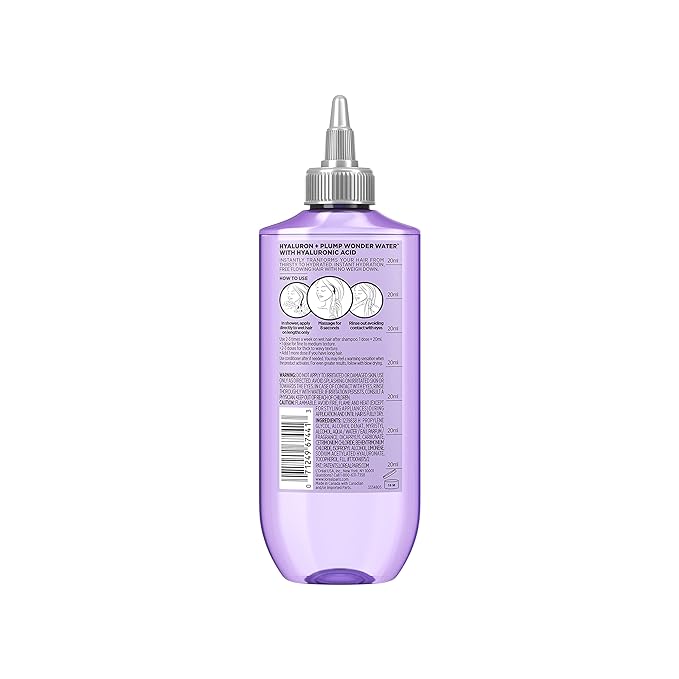 L'Oreal Paris Elvive Hyaluron Plump Flash Hydration Wonder Water Hair Rinse, 8 Second Hydrating Hair Care Treatment for Soft, Shiny Hair, 6.8 Fl Oz