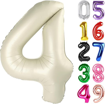 Cream Number 4 Balloon 40 Inch, 4th Birthday Party Decorations Men Women | Foil by IWERP