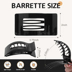 8 Pack French Flat Hair Clips for Women – Large Matte No-Slip Claw Barrettes for Thick & Thin Hair, Strong Hold Styling Accessories (Glossy Black)