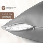 100% Pure Mulberry Silk Pillow Cases - 6A Luxury Silk Pillowcase for Hair and Skin – Anti-Wrinkle, Cooling & Smooth, Hidden Zipper – Pillowcases for Sleeping Women (Gray, Standard)