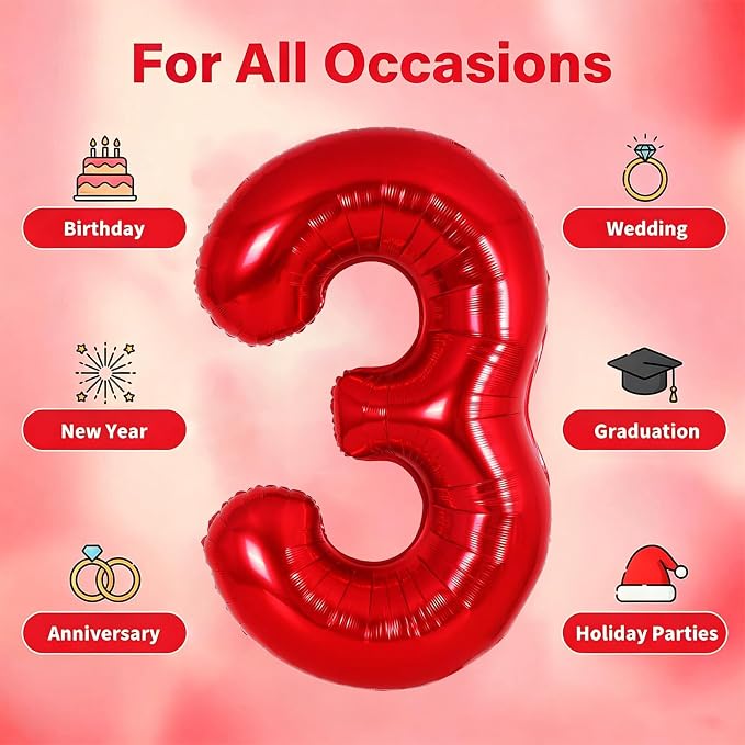 Number Balloons Red Party Balloon - Image 5