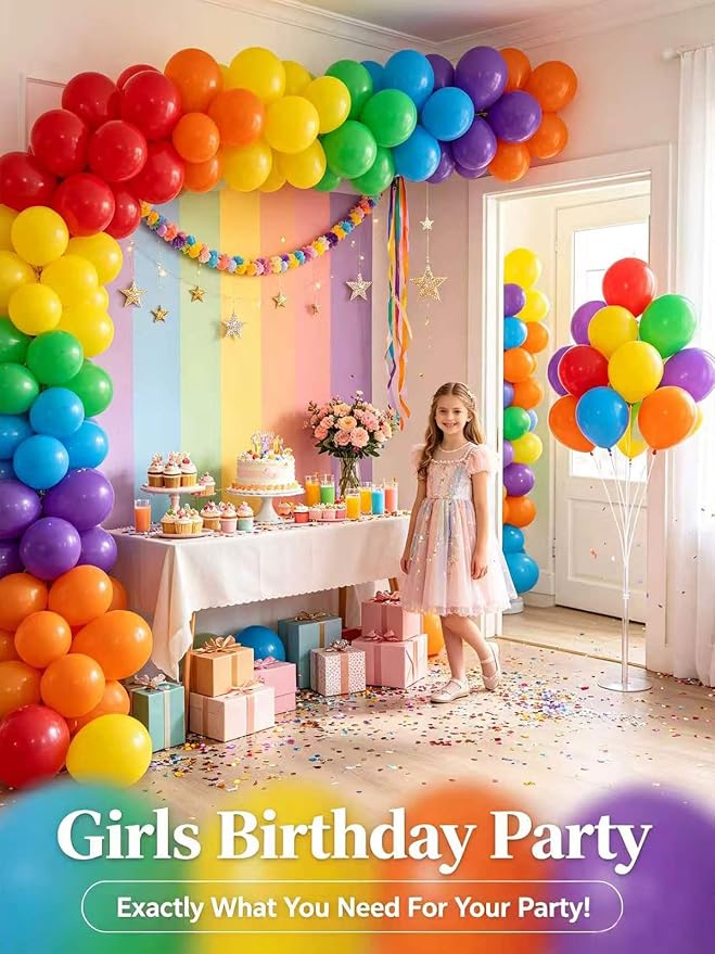 Rainbow Balloons 12 Inch 60 Pcs Assorted Color Latex Balloons - Image 7