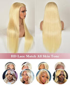 28 Inch Wear And Go Glueless 613 9x6 HD lace front wig Human Hair Pre Plucked Pre Cut For Beginners Human Hair 180% Density Straight Lace Front Wigs No Glue Pre Cut 3 Seconds To Wear Glueless Wig