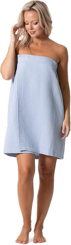 Turkish Linen Women’s Waffle Spa Body Wrap with Adjustable Closure