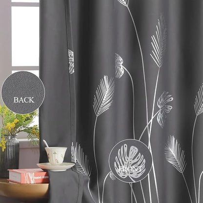 Curtain for Sliding Glass Door 100W x 84L Inch Long Elegant Silver Palm Tree - Image 5