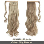 CJL HAIR 22" Long Ponytail Hair Extension Wrap Around Pony Tail Clip in Curly Wavy Synthetic Fake Hairpiece for Women Dirty Blonde