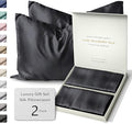 SUNDAYSILKS™ | Silk Pillow Cases 2 PACK | 22 Momme Mulberry Silk Pillowcase Set of 2 | All Sides 100% Pure Silk Slip Pillowcases Bliss for Women, Zipper, Standard Queen, King Size, 6A [Midnight Black]