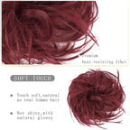 HMD Tousled Updo Messy Bun Hairpiece - Synthetic Hair Extensions with Elastic Rubber Band - Scrunchies and Ponytail Hairpieces for Women