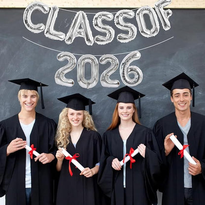 TONIFUL Silver Class of 2026 Graduation Balloon Banners Foil Balloons - Image 4