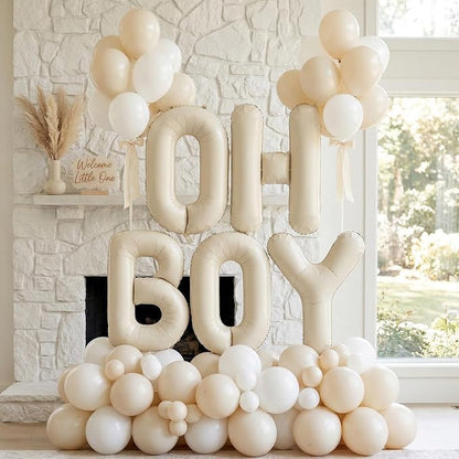 40 Inch Beige Oh Boy Balloons, Large Cream White OH BOY Balloon Letters - Image 8