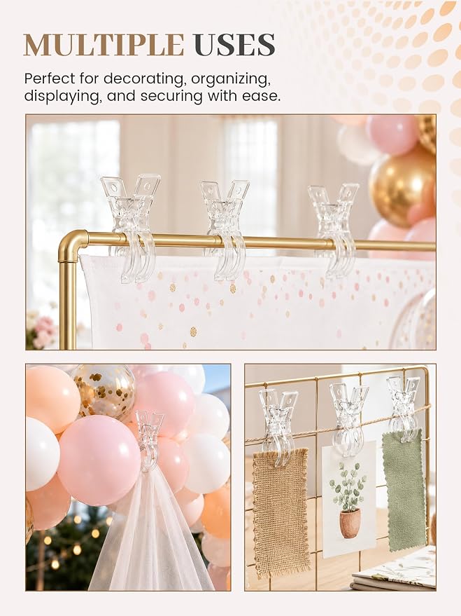 16 Pack Balloon Arch Clips, 3.5 Inch Clear Spring Clamps - Image 2
