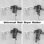 hicorfe Hair Dryer Holder 3 in 1 Hair Tool Organizer,Blow Dryer Holder Wall Mounted,Bathroom Bedroom Care Styling for Flat Iron,Curling Iron,Hair Straightener（Silver）