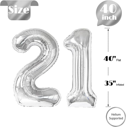Silver Number 21 Balloon 40 Inch - Image 5