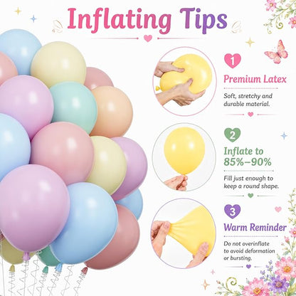 Pastel Balloons Macaron 12 Inch Pink Blue Green Purple Orange Yellow Latex - Image 6