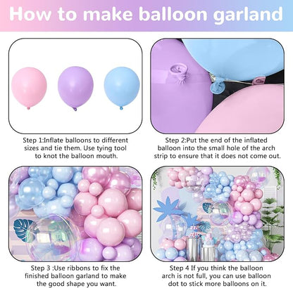 HILAVO Pink Blue Purple Balloons Arch Kit Iridesent Balloons Clear Balloon - Image 7