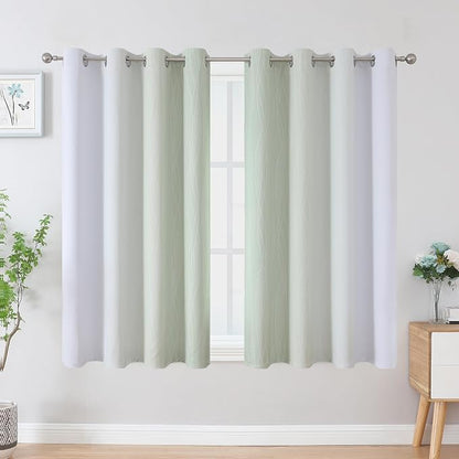Sage and Greyish White Blackout Curtains 54 Inch Length, Light Blocking - Image 2