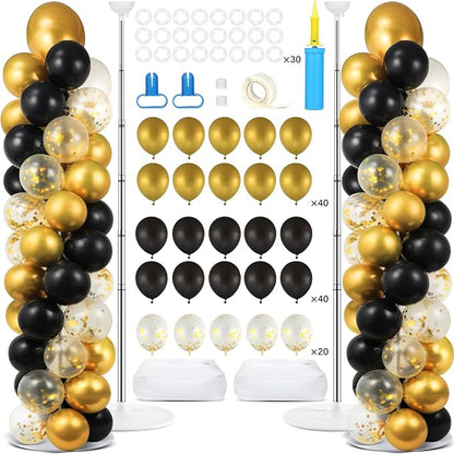 2 Set Black and Gold Balloons Column Stand Kit by Naozinebi