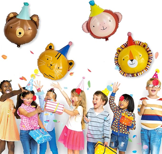 Animal Head Foil Balloon Kit, Lion Bear Monkey Cat foil balloon, Birthday Party - Image 4