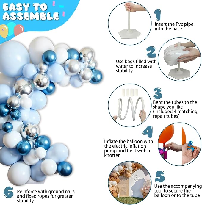 Balloon Arch Kit with Balloon Pump Electric, 8.2FT & 5FT Free Bending Balloon - Image 6
