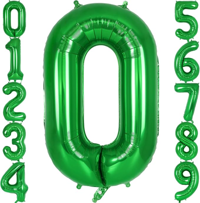 Dark Green Number 0 Balloon 40 Inch, Big Large Foil Helium Number Balloons by AIQINHU