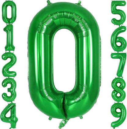 Dark Green Number 0 Balloon 40 Inch, Big Large Foil Helium Number Balloons by AIQINHU