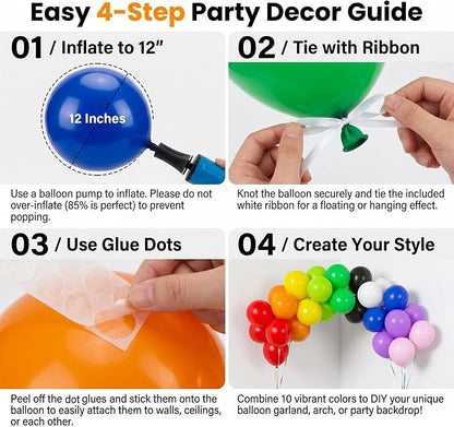 50pcs 12 Inch Premium Multicolor Rainbow Balloons | Helium Quality Colorful - Image 3