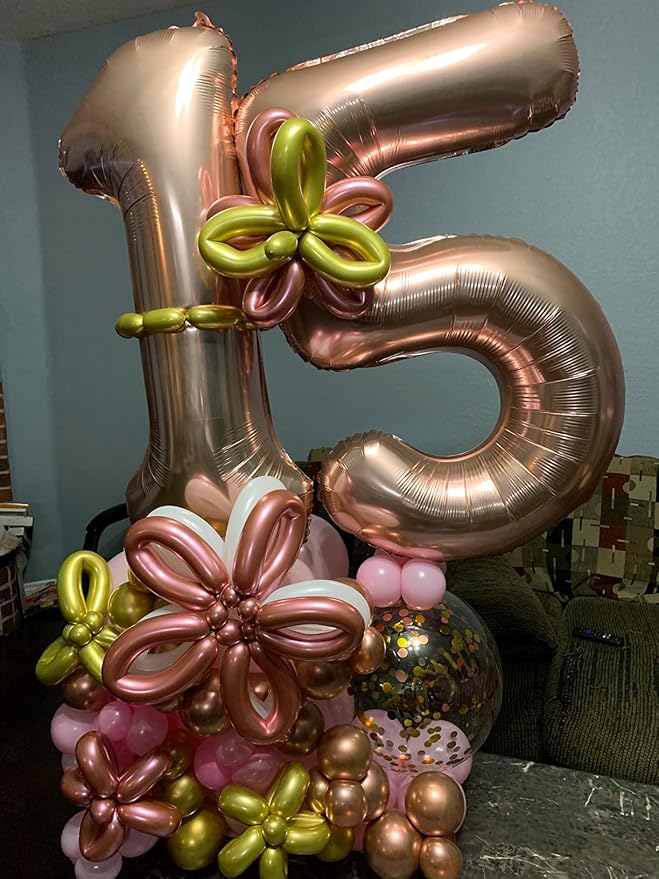 5 Balloon Numbers Party Decorations, 40In Rose Gold Balloons - Image 4