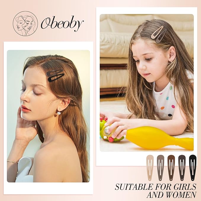 Obeoby 120 Pcs Metal Snap Hair Clips, 2 Inch Small Barrettes Hair Accessories for Women Girls Teens Kids Birthday Holiday Gifts (5 colors)