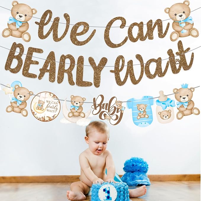 CANDY CHEF We Can Bearly Wait Banners Bear Baby Shower Banner Teddy Bear Baby - Image 7
