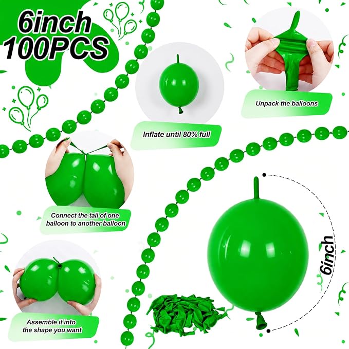Govpy Green Linking Balloons, Wedding Birthday Baby Shower Graduation St. - Image 2